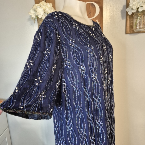 Sténay Beaded Sequin Keyhole Back Silk Dress - Picture 5 of 14